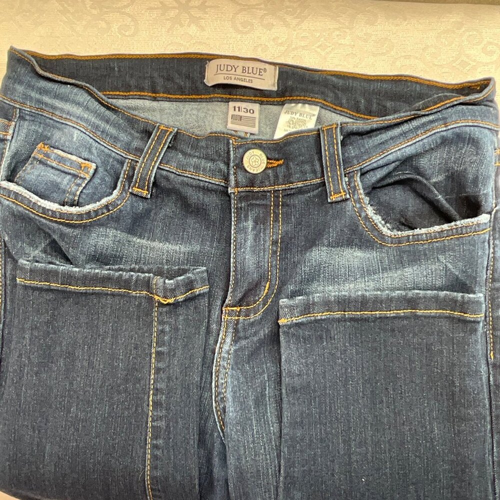 Judy Blue Women's Distressed Skinny Jeans Size 11/30 Dark Wash Stretch Denim #83